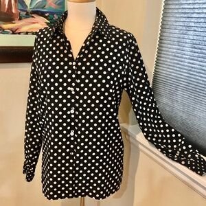 Jaeger Polka  Dot Blouse / England / High Quality  Classic Tailored Shirt - S